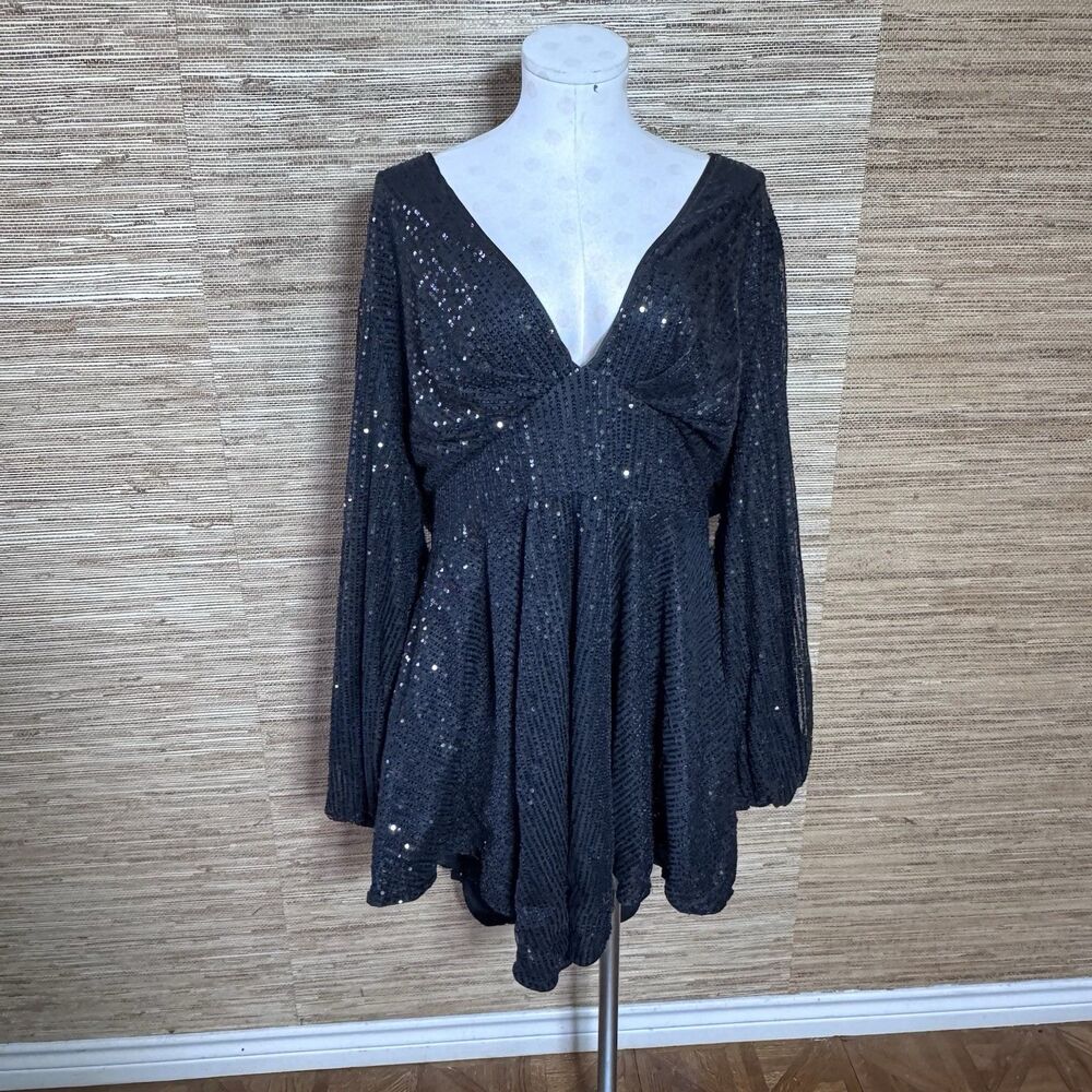 Black Sequin Dress Cocktail Dress Size 1X Plus Size